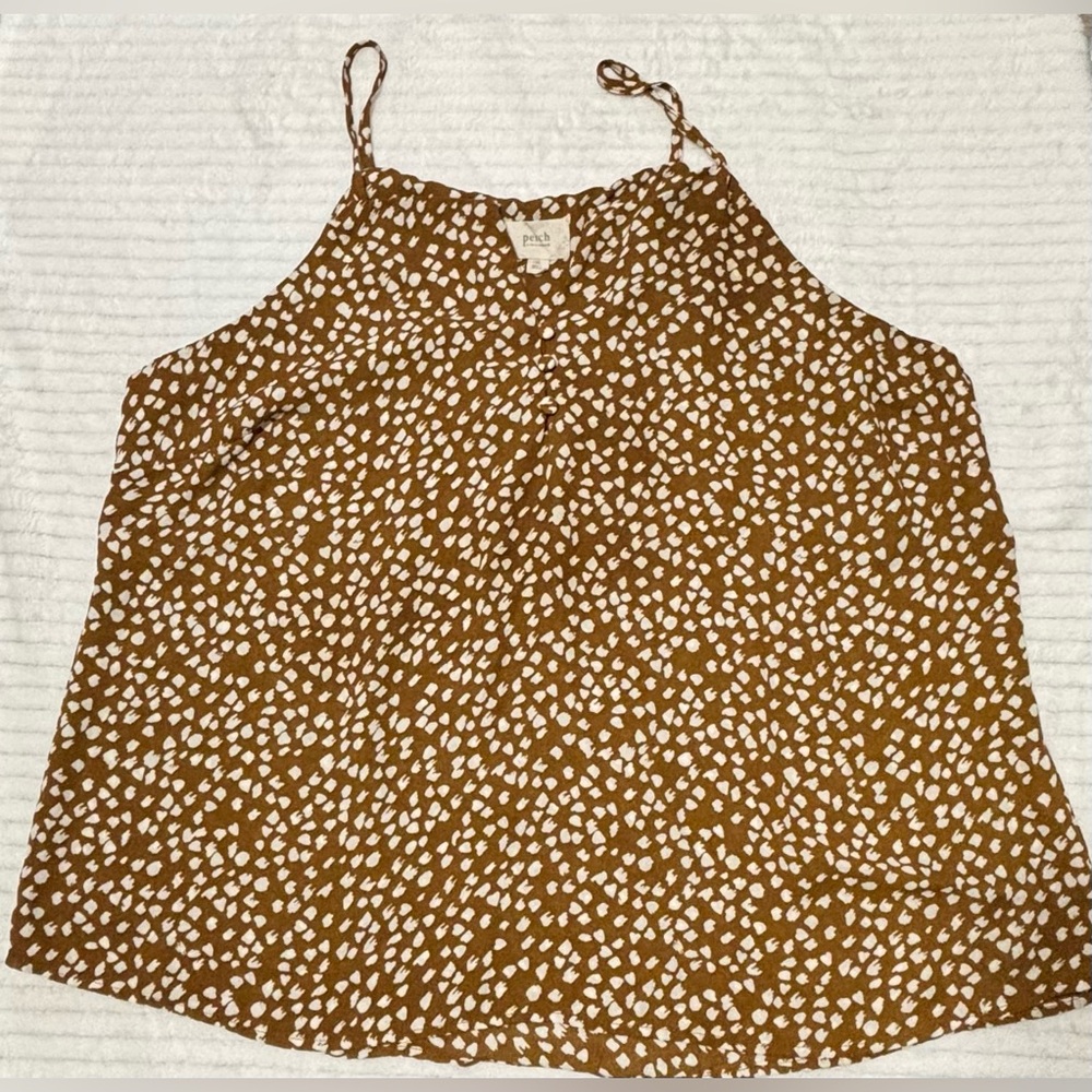 Perch by Blue Pepper Leopard Print Sleeveless Womens Tank Top Brown Tan Size 1XL